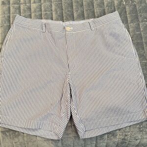 Brooks Brothers Navy and White Striped Seersucker Men’s Bermuda Shorts